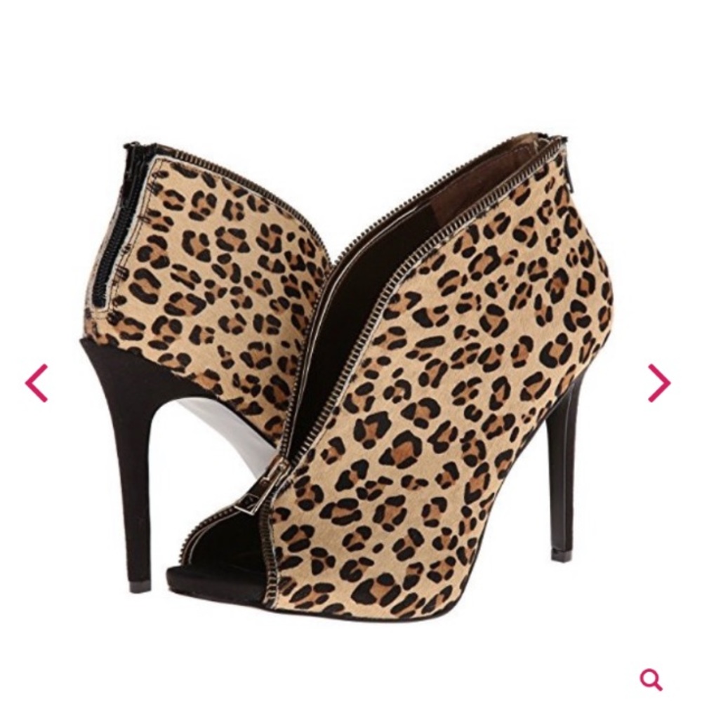 Carlos Santana Leopard Print Front Zipper Heels - image 1
